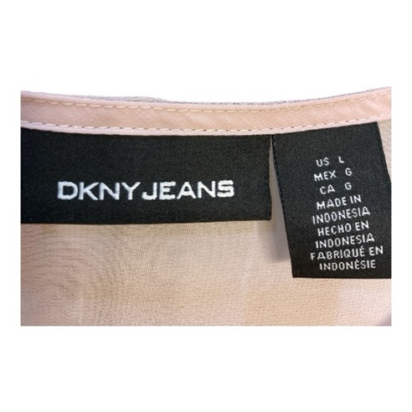 DKNY Pink Blush Sheer Blouse with Rolled Sleeves - Picture 3 of 4